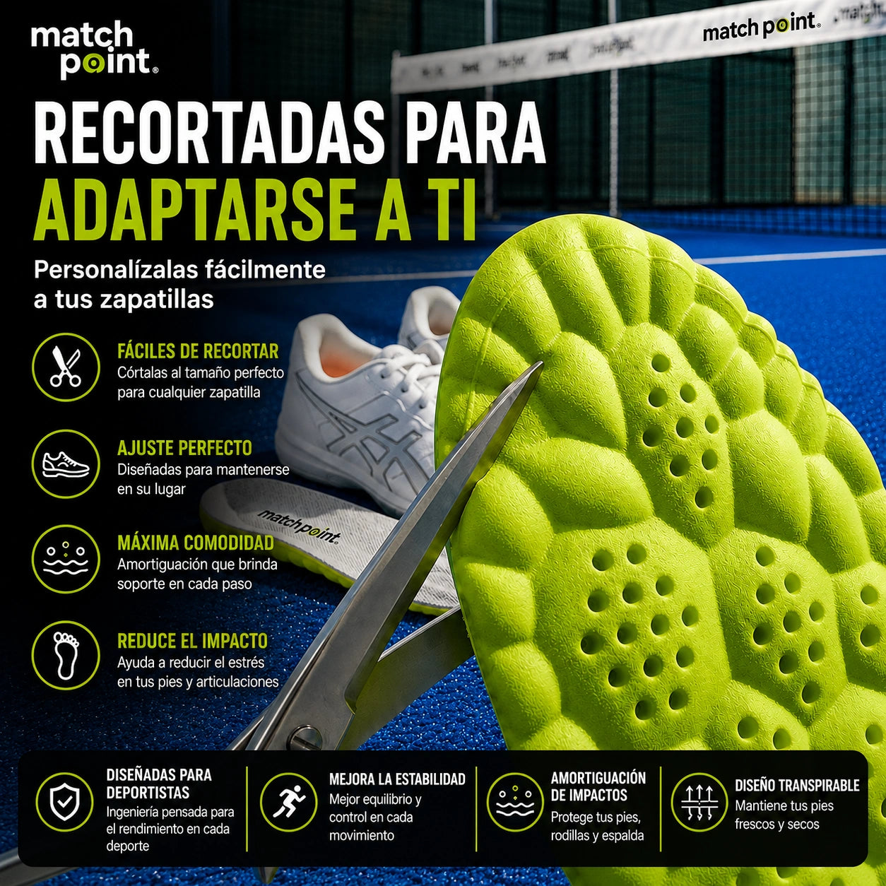 Plantillas deportivas ImpactCoreX: juega durante más tiempo y sin dolor.