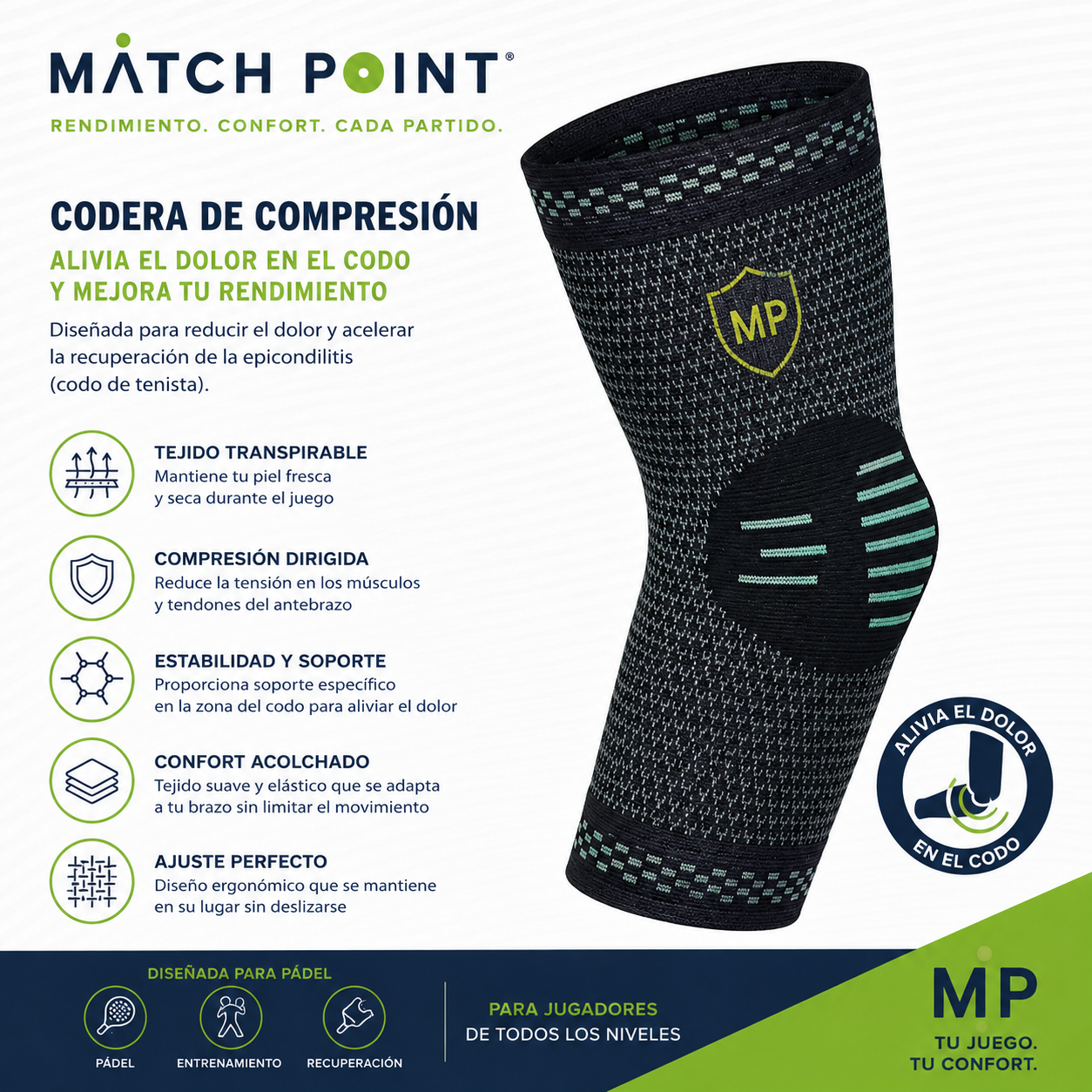 Codera de Compresión para Pádel y Codo de Tenista